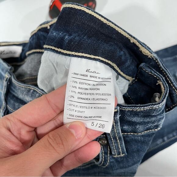 Kancan High Rise Ankle Skinny Stretch Jean Frayed Hem Dark Wash 5/26 - Picture 6 of 9